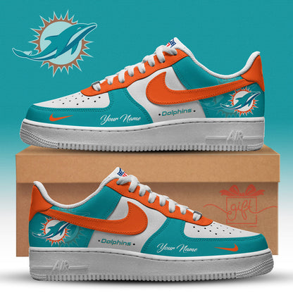 LIMITED EDITION - NEW CUSTOMIZED NFL19 MDP MIAMI DOLPHINS AF1 SNEAKERS