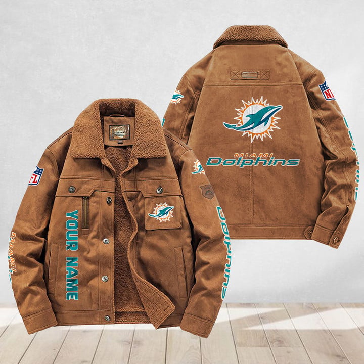 LIMITED EDITION - NEW CUSTOMIZED NFL19 MDP MIAMI DOLPHINS FLEECE JACKET