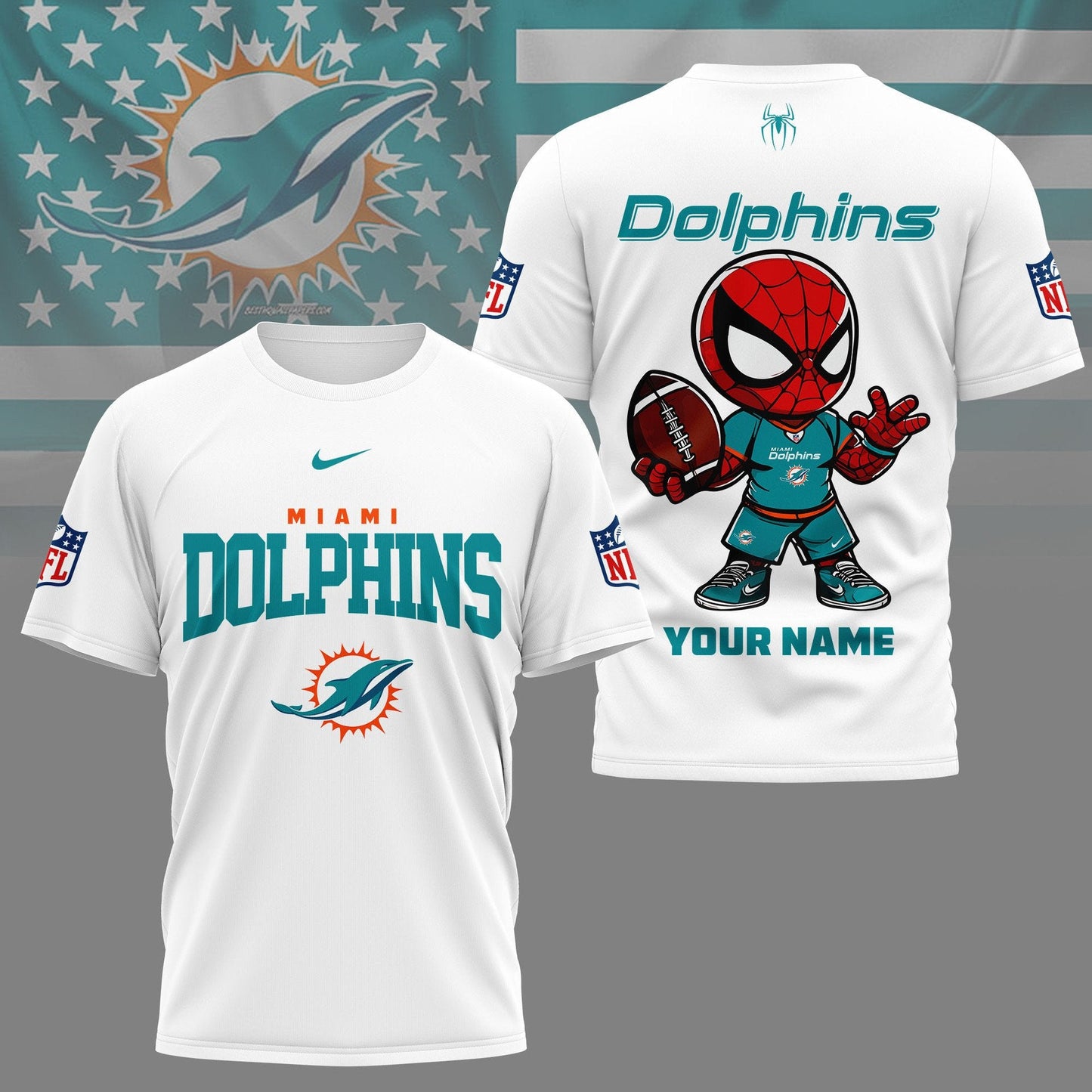 LIMITED EDITION - NEW CUSTOMIZED NFL19 MDP MIAMI DOLPHINS SPIDER HERO 3D SHIRT