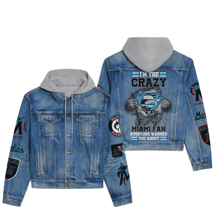 LIMITED EDITION - NEW CUSTOMIZED MLB20 MMS MIAMI MARLINS HOODED DENIM JACKET