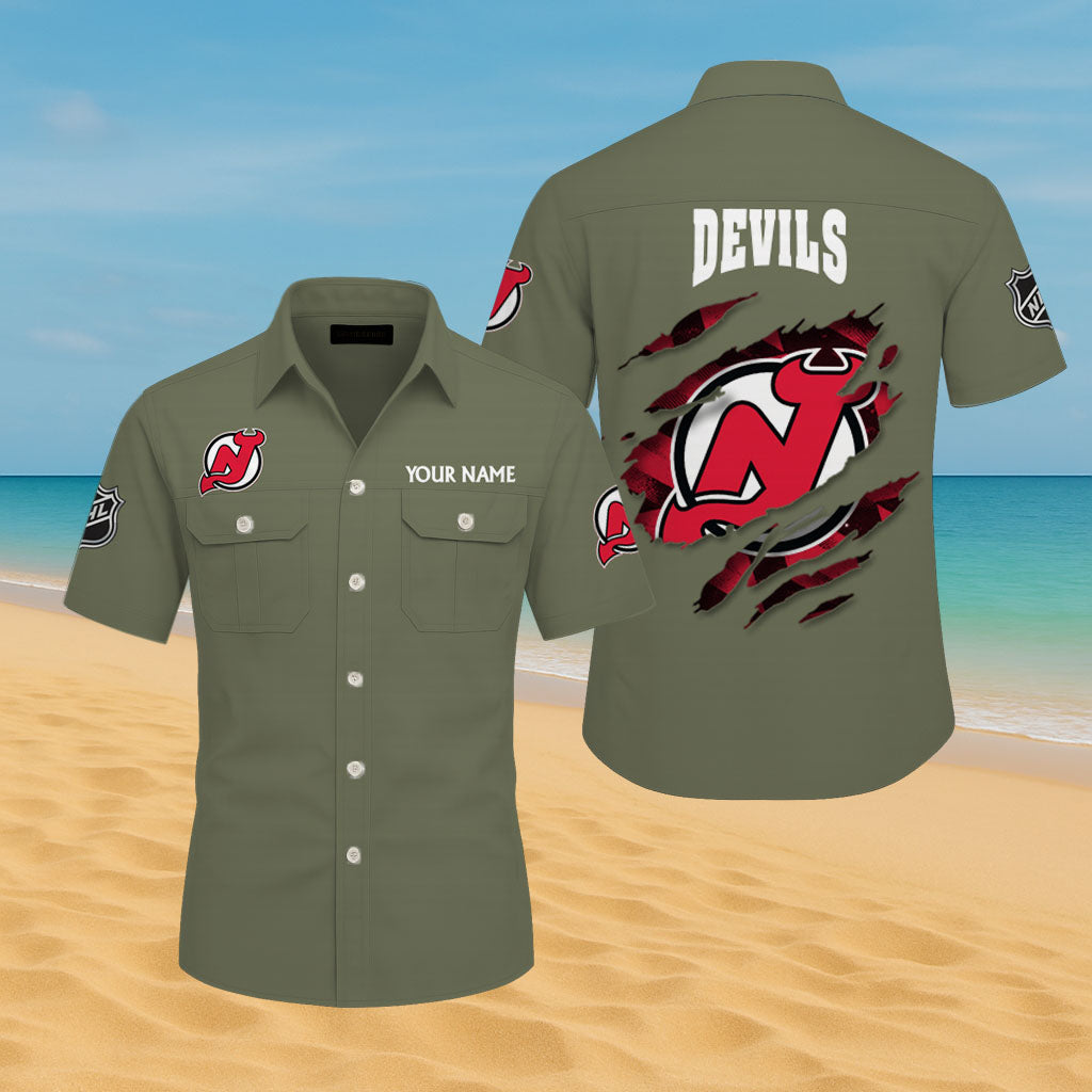 LIMITED EDITION - NEW CUSTOMIZED NHL06 NJD NEW JERSEY DEVILS CARGO SHIRT