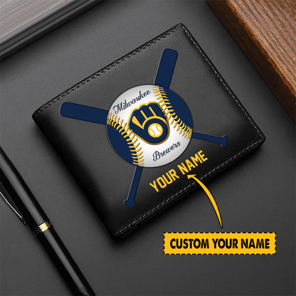 LIMITED EDITION - NEW CUSTOMIZED MLB15 MW BREWERS LEATHER WALLET