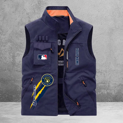 LIMITED EDITION - NEW CUSTOMIZED MLB15 MBS MILWAUKEE BREWERS SLEEVELESS VEST