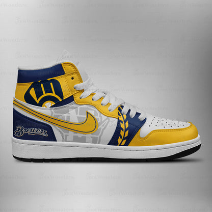 LIMITED EDITION - NEW CUSTOMIZED MLB15 MW BREWERS AIR JORDAN SNEAKERS
