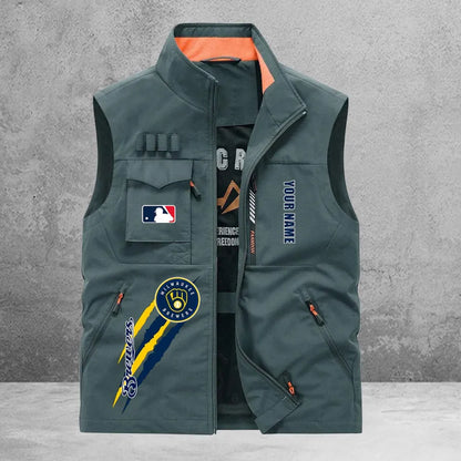 LIMITED EDITION - NEW CUSTOMIZED MLB15 MBS MILWAUKEE BREWERS SLEEVELESS VEST