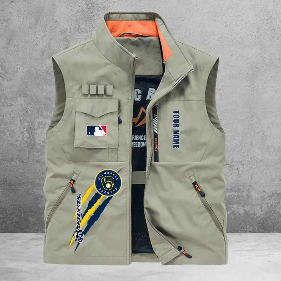LIMITED EDITION - NEW CUSTOMIZED MLB15 MBS MILWAUKEE BREWERS SLEEVELESS VEST