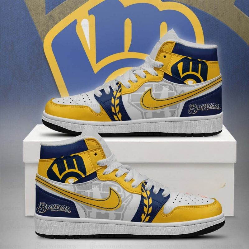 LIMITED EDITION - NEW CUSTOMIZED MLB15 MW BREWERS AIR JORDAN SNEAKERS