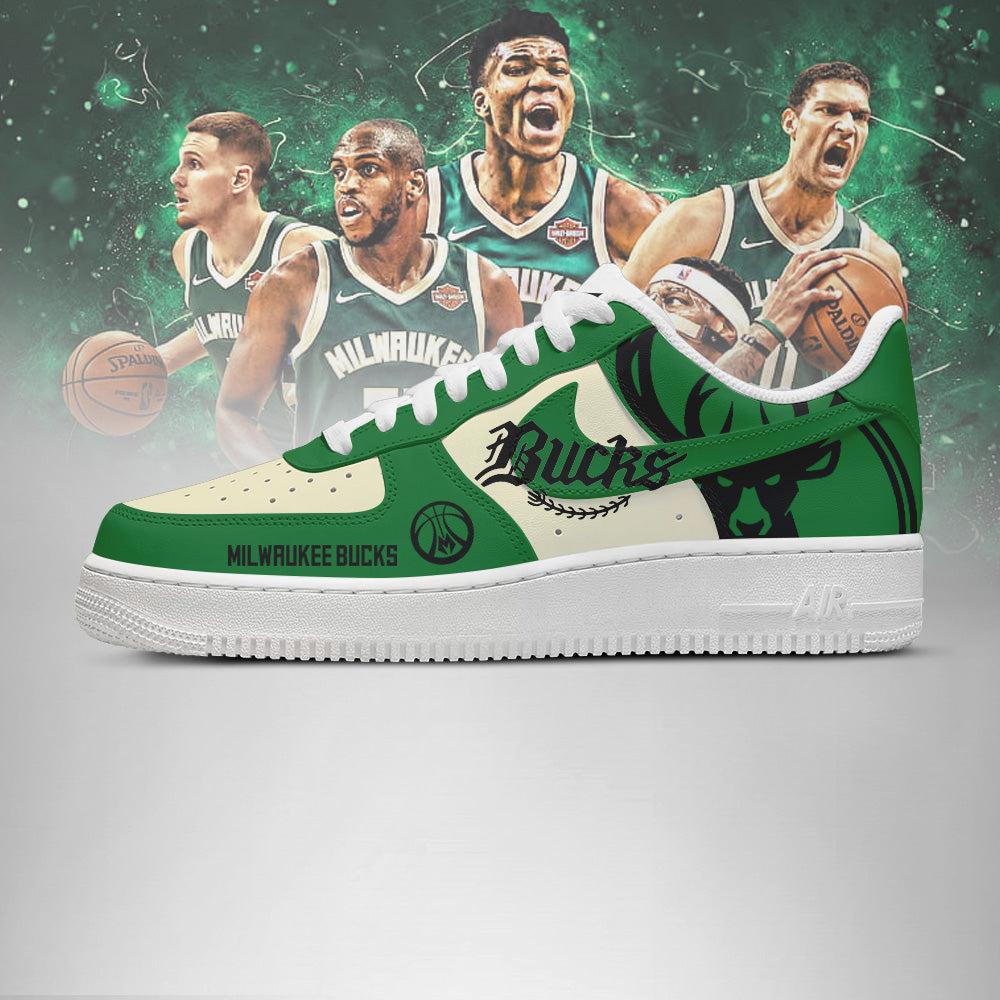 LIMITED EDITION - NEW CUSTOMIZED NBA11 MW BUCKS AF1 SHOES