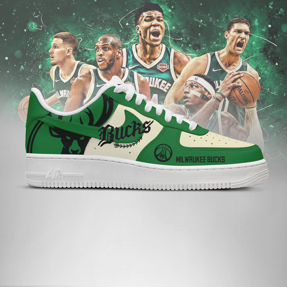 LIMITED EDITION - NEW CUSTOMIZED NBA11 MW BUCKS AF1 SHOES