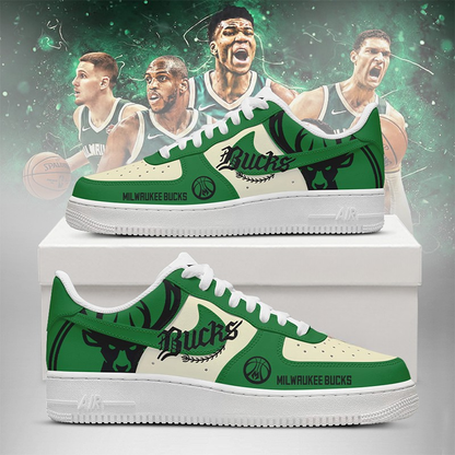 LIMITED EDITION - NEW CUSTOMIZED NBA11 MW BUCKS AF1 SHOES
