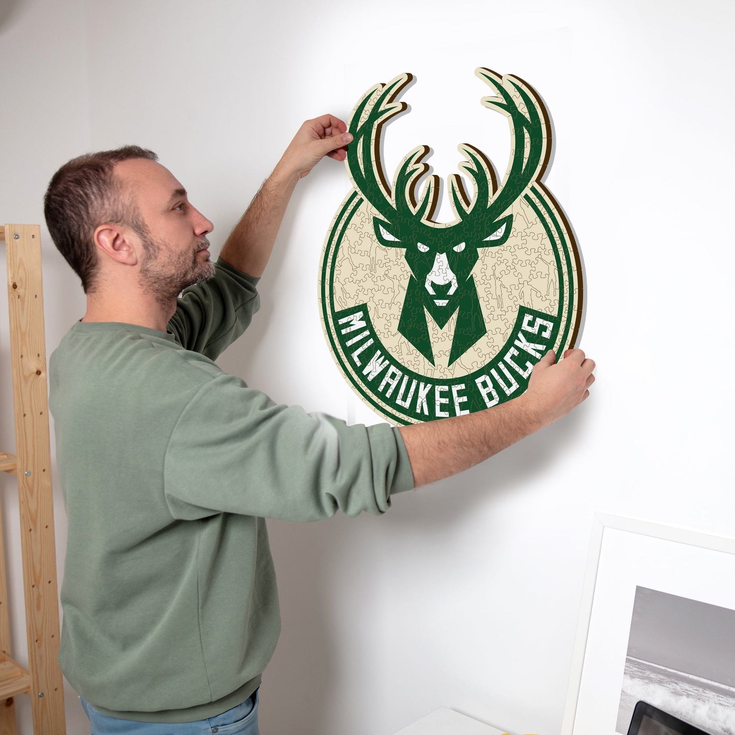 LIMITED EDITION - NEW CUSTOMIZED NBA11 MB MILWAUKEE BUCKS WOODEN PUZZLE