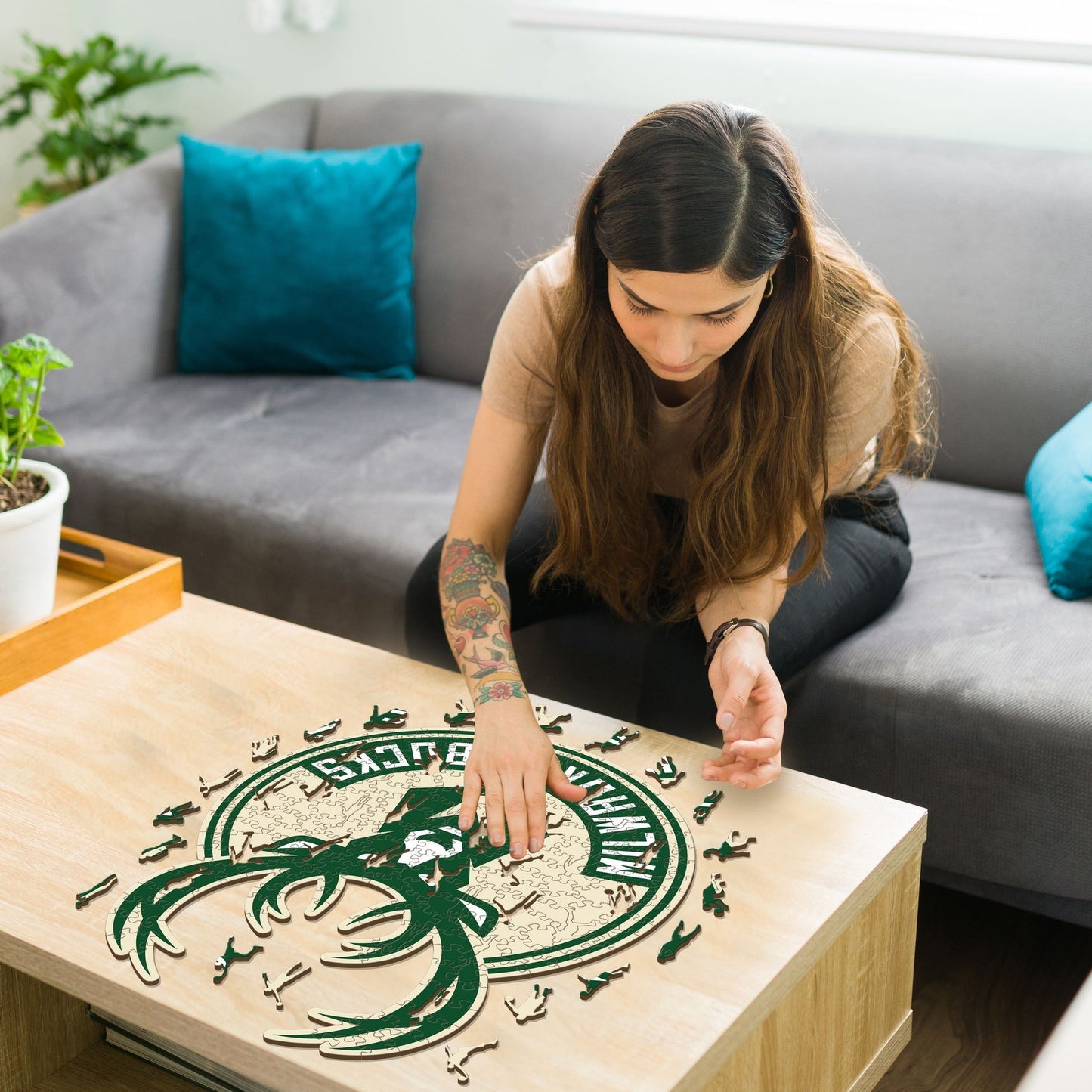 LIMITED EDITION - NEW CUSTOMIZED NBA11 MB MILWAUKEE BUCKS WOODEN PUZZLE