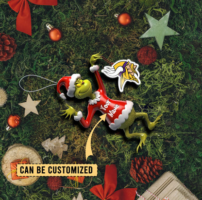 LIMITED EDITION - NEW CUSTOMIZED NFL05 MVK MINNESOTA VIKINGS THE GRINCH ACRYLIC ORNAMENT
