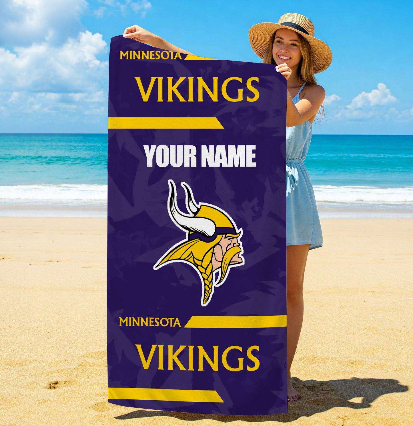 LIMITED EDITION - NEW CUSTOMIZED NFL05 MVK MINNESOTA VIKINGS BEACH & BATH TOWEL