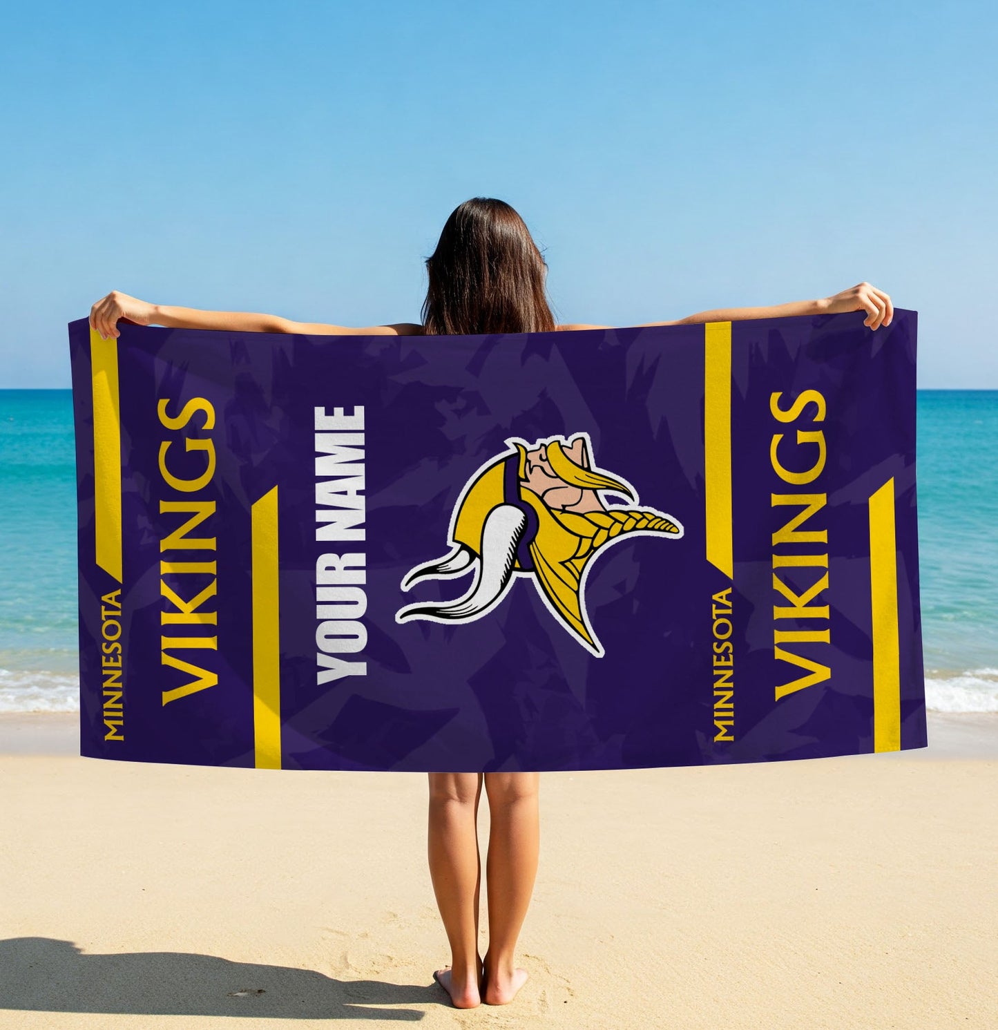 LIMITED EDITION - NEW CUSTOMIZED NFL05 MVK MINNESOTA VIKINGS BEACH & BATH TOWEL