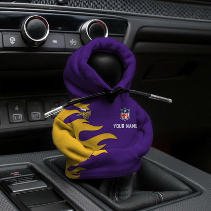LIMITED EDITION - NEW CUSTOMIZED NFL05 MVK MINNESOTA VIKINGS CAR HOODIE SHIFT KNOB COVER