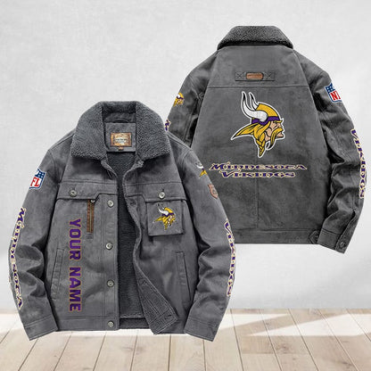 LIMITED EDITION - NEW CUSTOMIZED NFL05 MVK MINNESOTA VIKINGS FLEECE JACKET