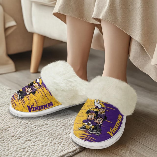 LIMITED EDITION - NEW CUSTOMIZED NFL05 MVK MINNESOTA VIKINGS COTTON SLIPPERS