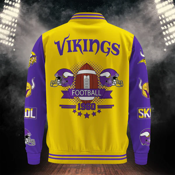 LIMITED EDITION - NEW CUSTOMIZED NFL05 MVK MINNESOTA VIKINGS BASEBALL JACKET