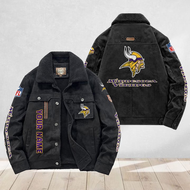 LIMITED EDITION - NEW CUSTOMIZED NFL05 MVK MINNESOTA VIKINGS FLEECE JACKET