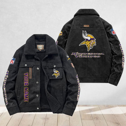 LIMITED EDITION - NEW CUSTOMIZED NFL05 MVK MINNESOTA VIKINGS FLEECE JACKET
