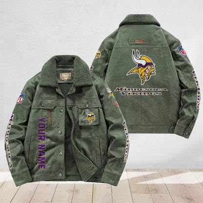 LIMITED EDITION - NEW CUSTOMIZED NFL05 MVK MINNESOTA VIKINGS FLEECE JACKET