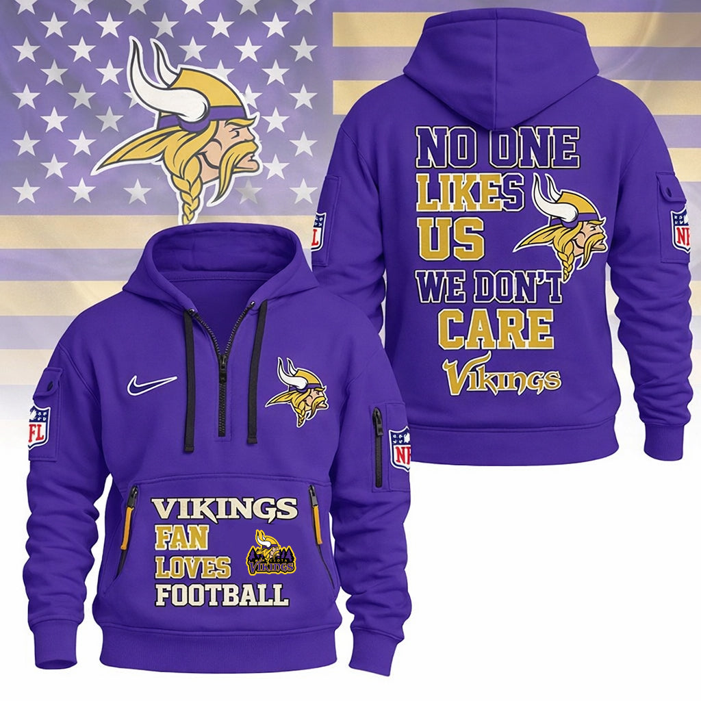 LIMITED EDITION - NEW CUSTOMIZED NFL05 MVK MINNESOTA VIKINGS QUARTER ZIP HOODIE