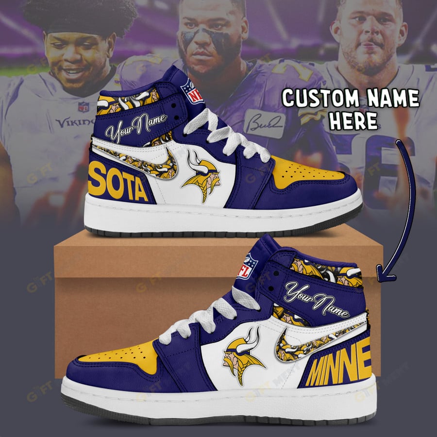 LIMITED EDITION - NEW CUSTOMIZED NFL05 MVK MINNESOTA VIKINGS AIR JORDAN 1