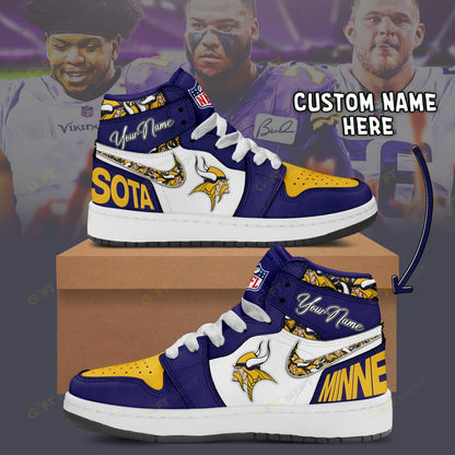 LIMITED EDITION - NEW CUSTOMIZED NFL05 MVK MINNESOTA VIKINGS AIR JORDAN 1