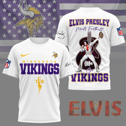 LIMITED EDITION - NEW CUSTOMIZED NFL05 MVK MINNESOTA VIKINGS X ELVIS PRESLEY FAN 3D SHIRT