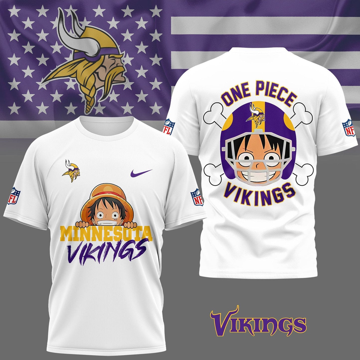 LIMITED EDITION - NEW CUSTOMIZED NFL05 MVK MINNESOTA VIKINGS ONE PIECE FAN 3D SHIRT