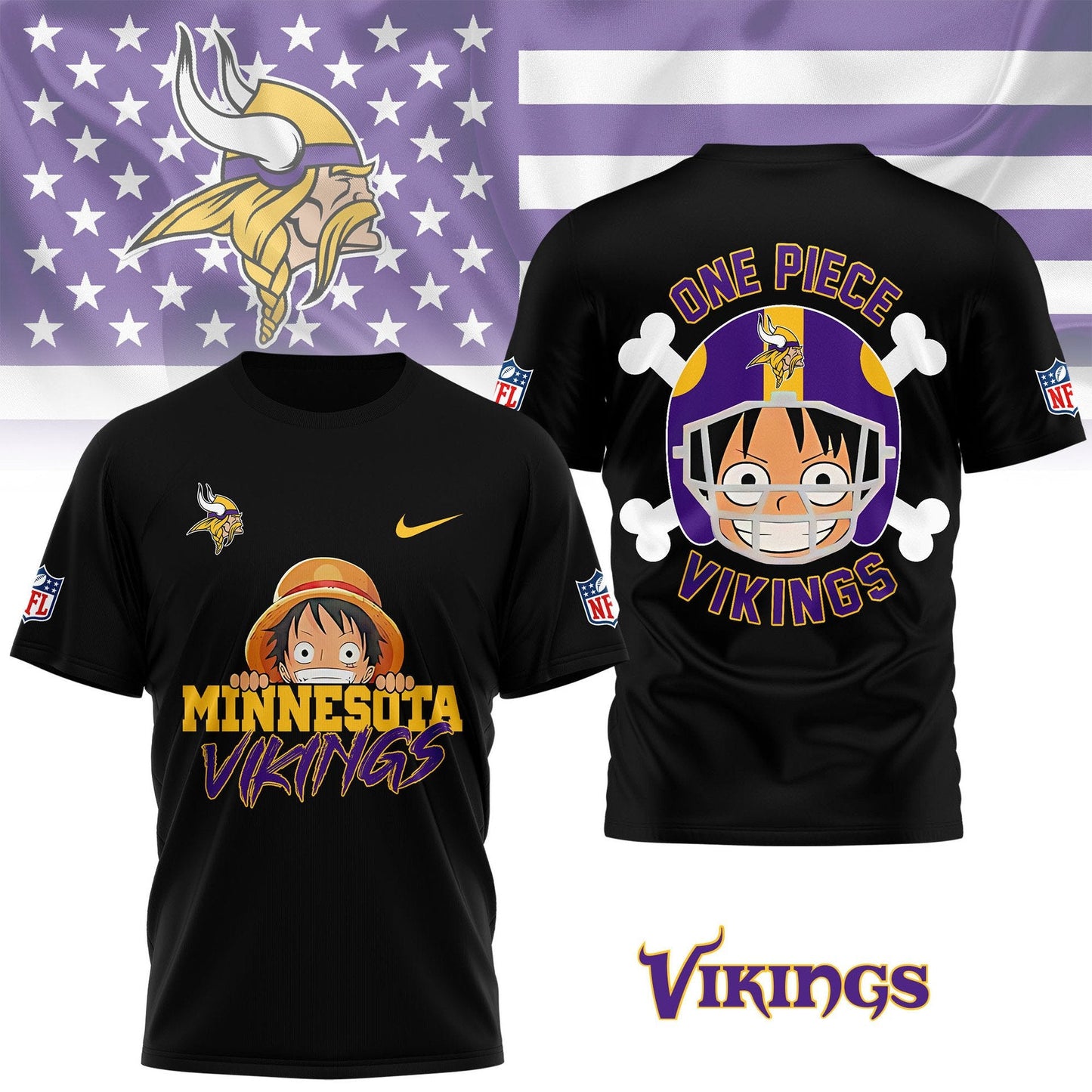LIMITED EDITION - NEW CUSTOMIZED NFL05 MVK MINNESOTA VIKINGS ONE PIECE FAN 3D SHIRT