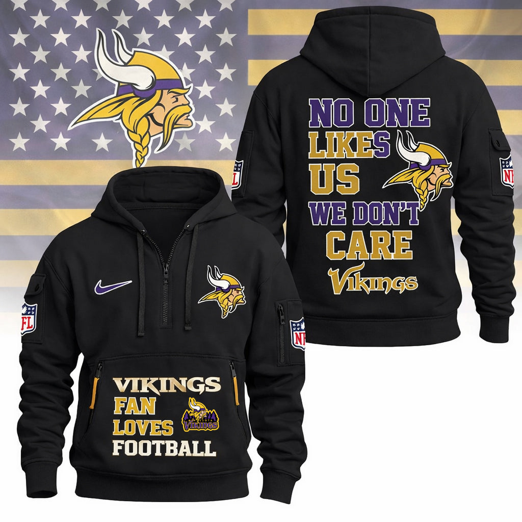 LIMITED EDITION - NEW CUSTOMIZED NFL05 MVK MINNESOTA VIKINGS QUARTER ZIP HOODIE