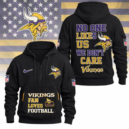 LIMITED EDITION - NEW CUSTOMIZED NFL05 MVK MINNESOTA VIKINGS QUARTER ZIP HOODIE