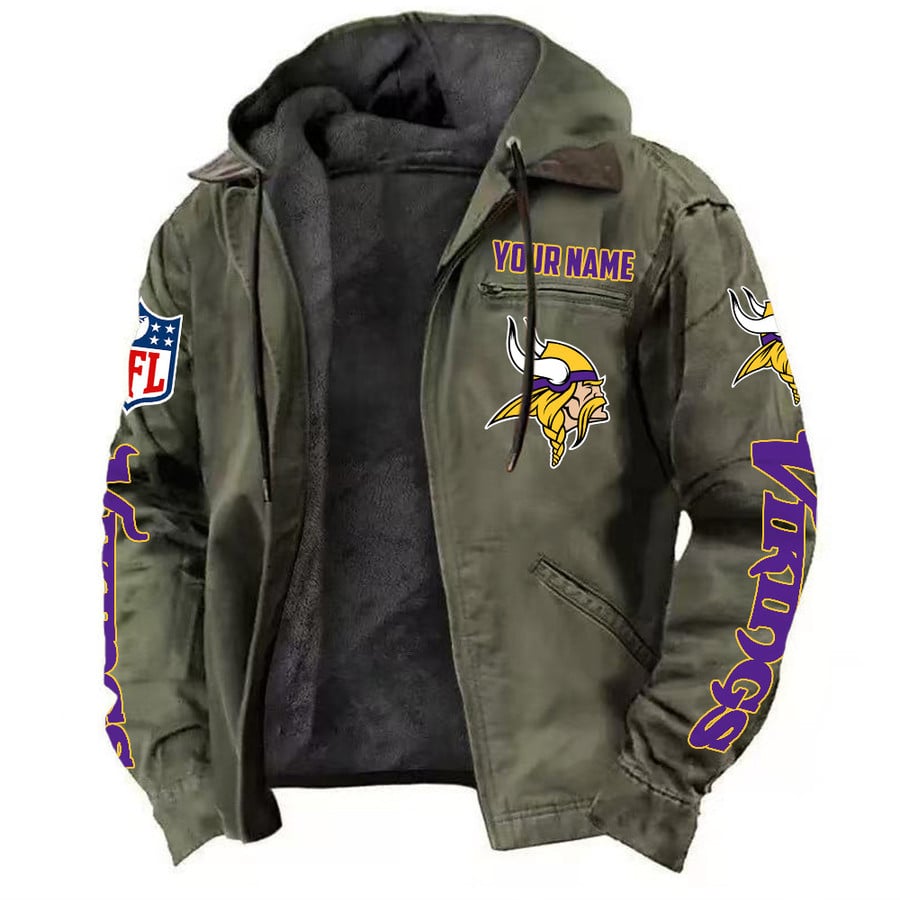 LIMITED EDITION - NEW CUSTOMIZED NFL05 MVK MINNESOTA VIKINGS HOODED CARDIGAN JACKET