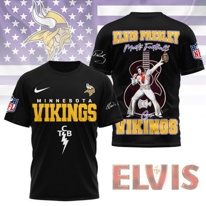 LIMITED EDITION - NEW CUSTOMIZED NFL05 MVK MINNESOTA VIKINGS X ELVIS PRESLEY FAN 3D SHIRT