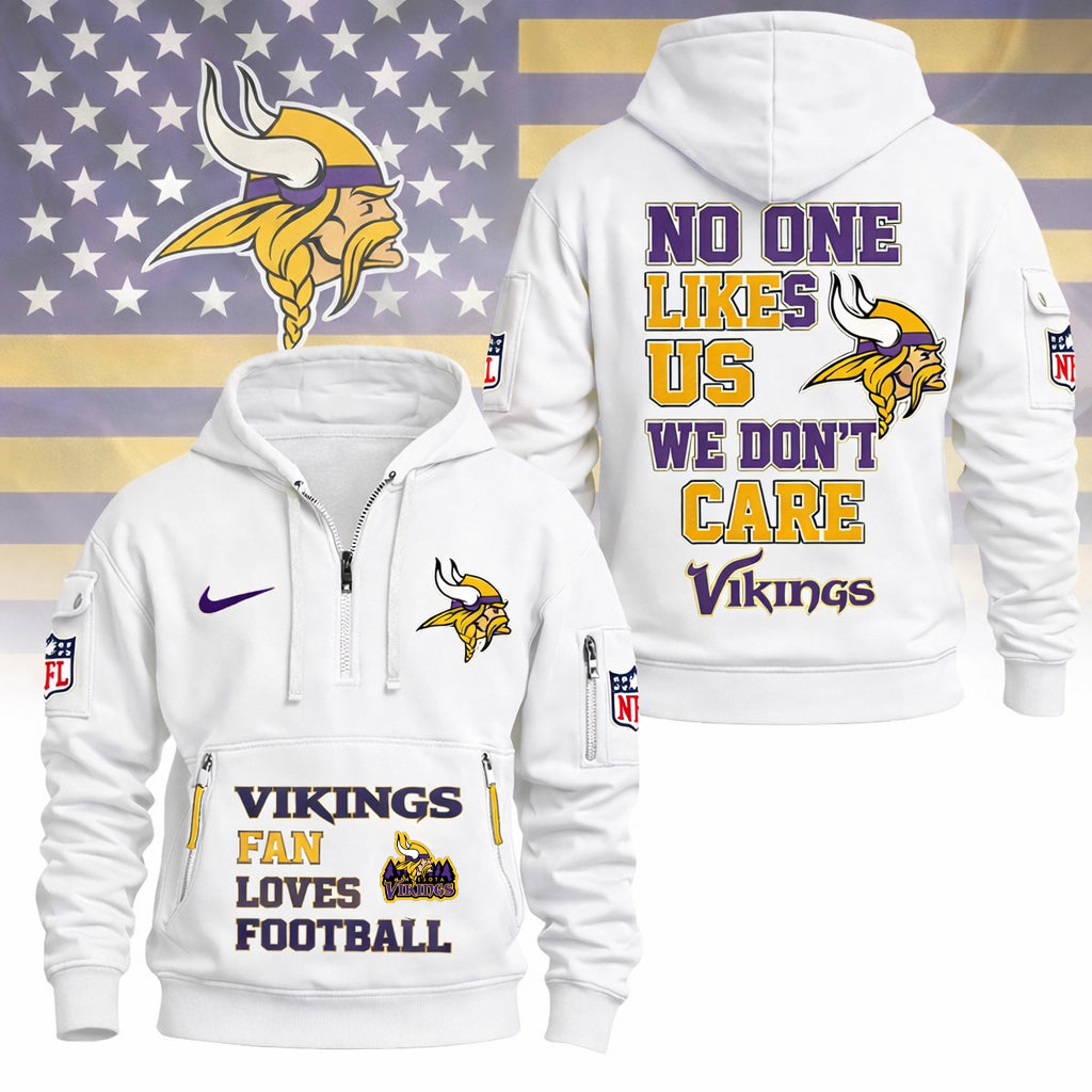 LIMITED EDITION - NEW CUSTOMIZED NFL05 MVK MINNESOTA VIKINGS QUARTER ZIP HOODIE