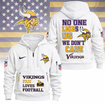 LIMITED EDITION - NEW CUSTOMIZED NFL05 MVK MINNESOTA VIKINGS QUARTER ZIP HOODIE