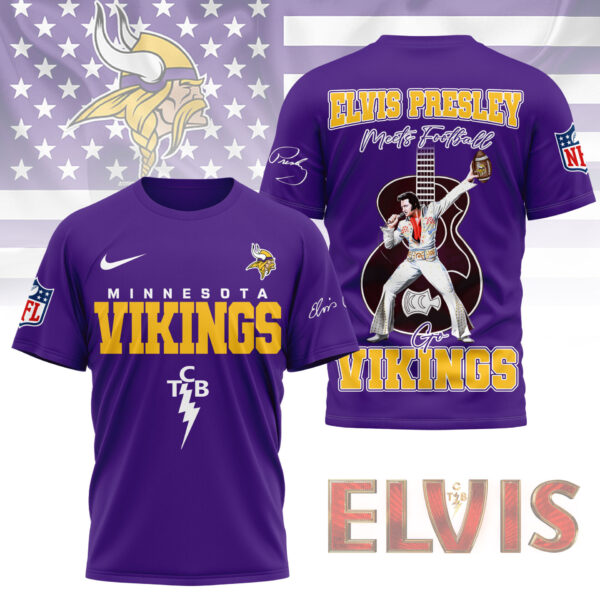 LIMITED EDITION - NEW CUSTOMIZED NFL05 MVK MINNESOTA VIKINGS X ELVIS PRESLEY FAN 3D SHIRT
