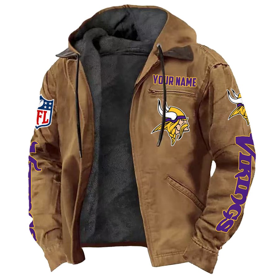 LIMITED EDITION - NEW CUSTOMIZED NFL05 MVK MINNESOTA VIKINGS HOODED CARDIGAN JACKET