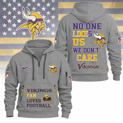 LIMITED EDITION - NEW CUSTOMIZED NFL05 MVK MINNESOTA VIKINGS QUARTER ZIP HOODIE