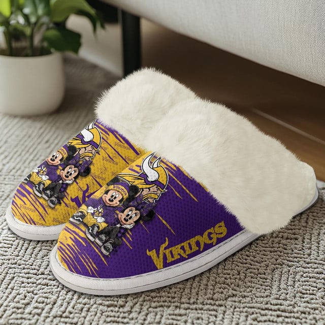 LIMITED EDITION - NEW CUSTOMIZED NFL05 MVK MINNESOTA VIKINGS COTTON SLIPPERS