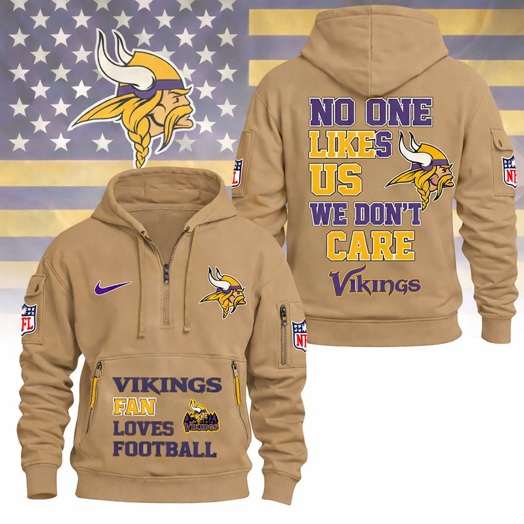 LIMITED EDITION - NEW CUSTOMIZED NFL05 MVK MINNESOTA VIKINGS QUARTER ZIP HOODIE