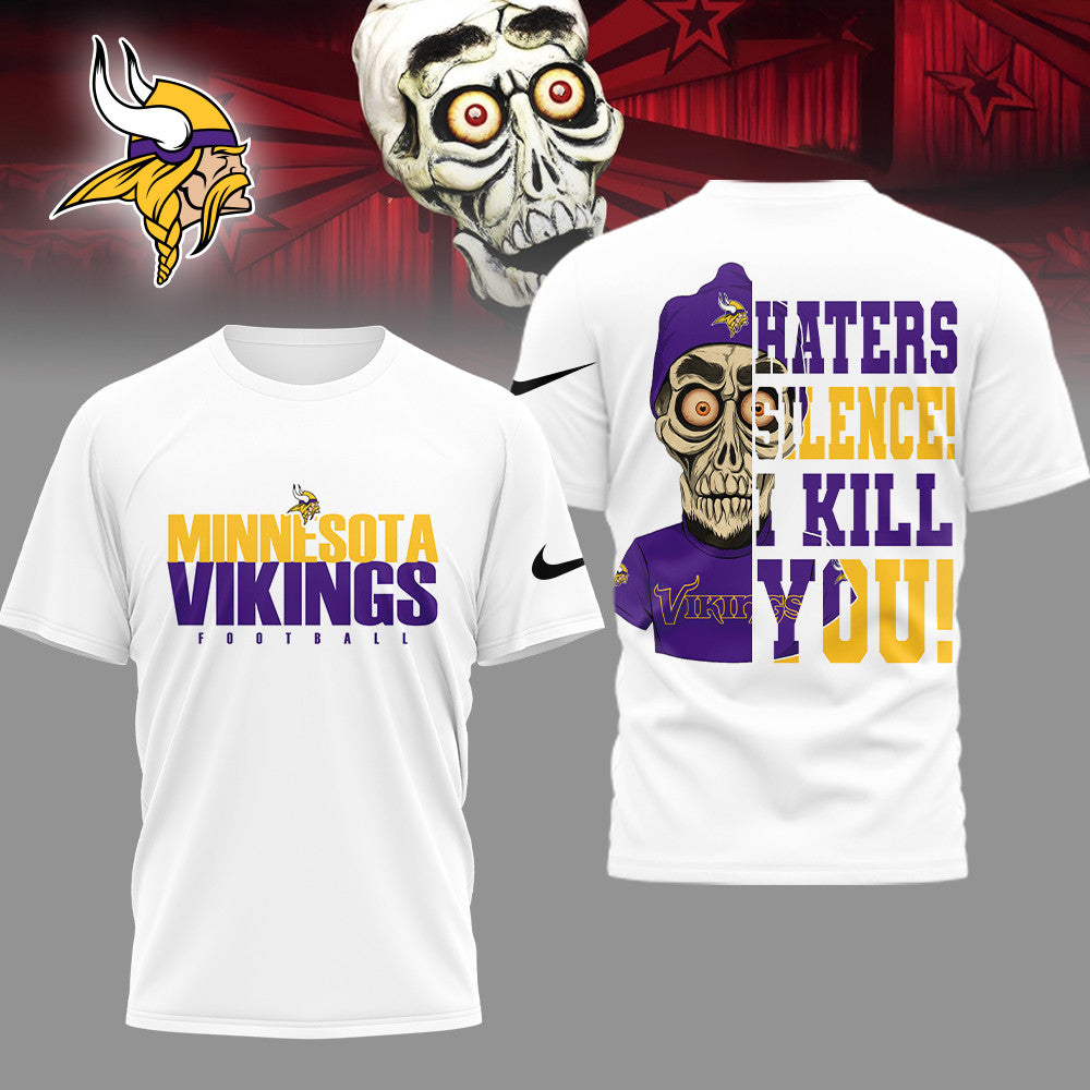 LIMITED EDITION - NEW CUSTOMIZED NFL05 MVK MINNESOTA VIKINGS HATERS SILENCE I KILL YOU SHIRT