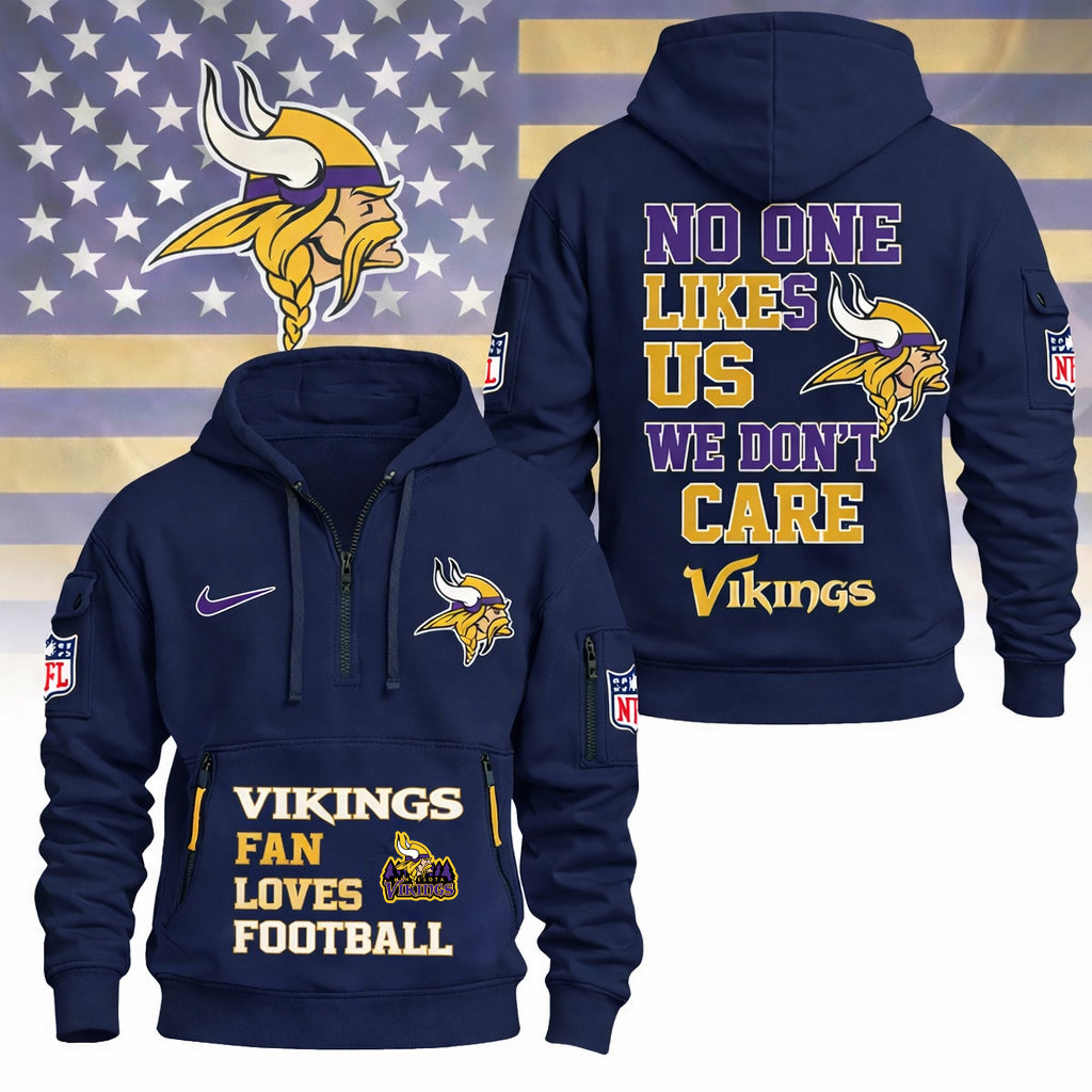 LIMITED EDITION - NEW CUSTOMIZED NFL05 MVK MINNESOTA VIKINGS QUARTER ZIP HOODIE