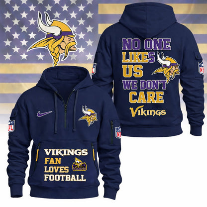 LIMITED EDITION - NEW CUSTOMIZED NFL05 MVK MINNESOTA VIKINGS QUARTER ZIP HOODIE