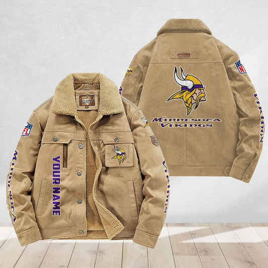 LIMITED EDITION - NEW CUSTOMIZED NFL05 MVK MINNESOTA VIKINGS FLEECE JACKET