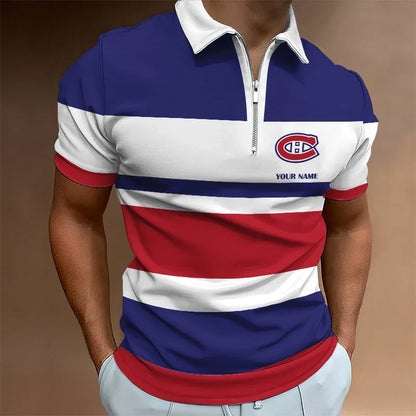 LIMITED EDITION - NEW CUSTOMIZED NHL11 MT CANADIENS ZIP POLO SHIRT