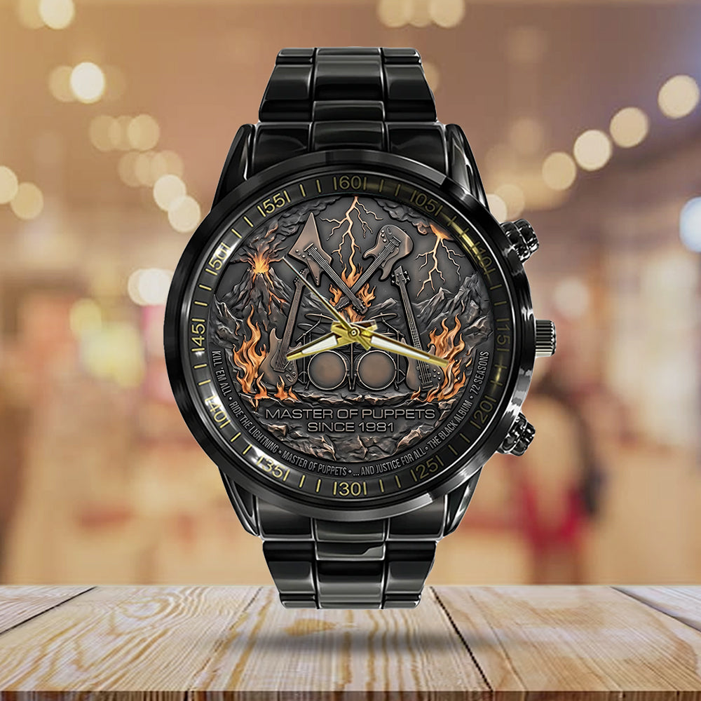 NEW PREMIUM METALLICA BLACK STAINLESS STEEL WATCH