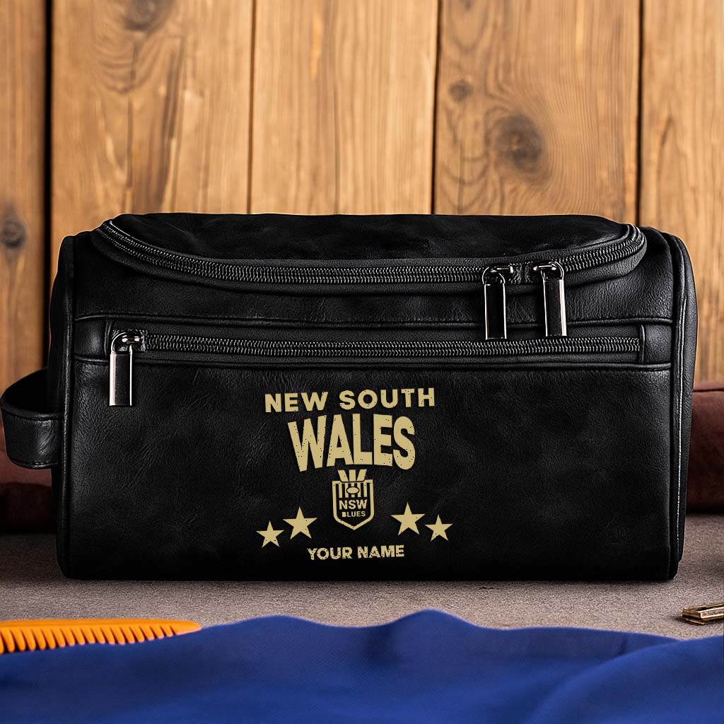 LIMITED EDITION - NEW 19 NSW MEN'S LEATHER TOILETRY BAG CUSTOM NAME PERFECT GIFT FOR FAN